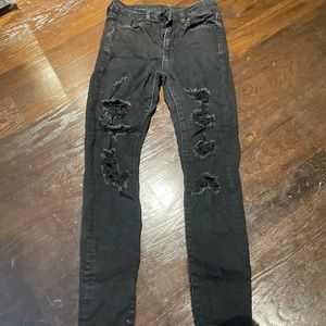american eagle black ripped next level stretch jeans